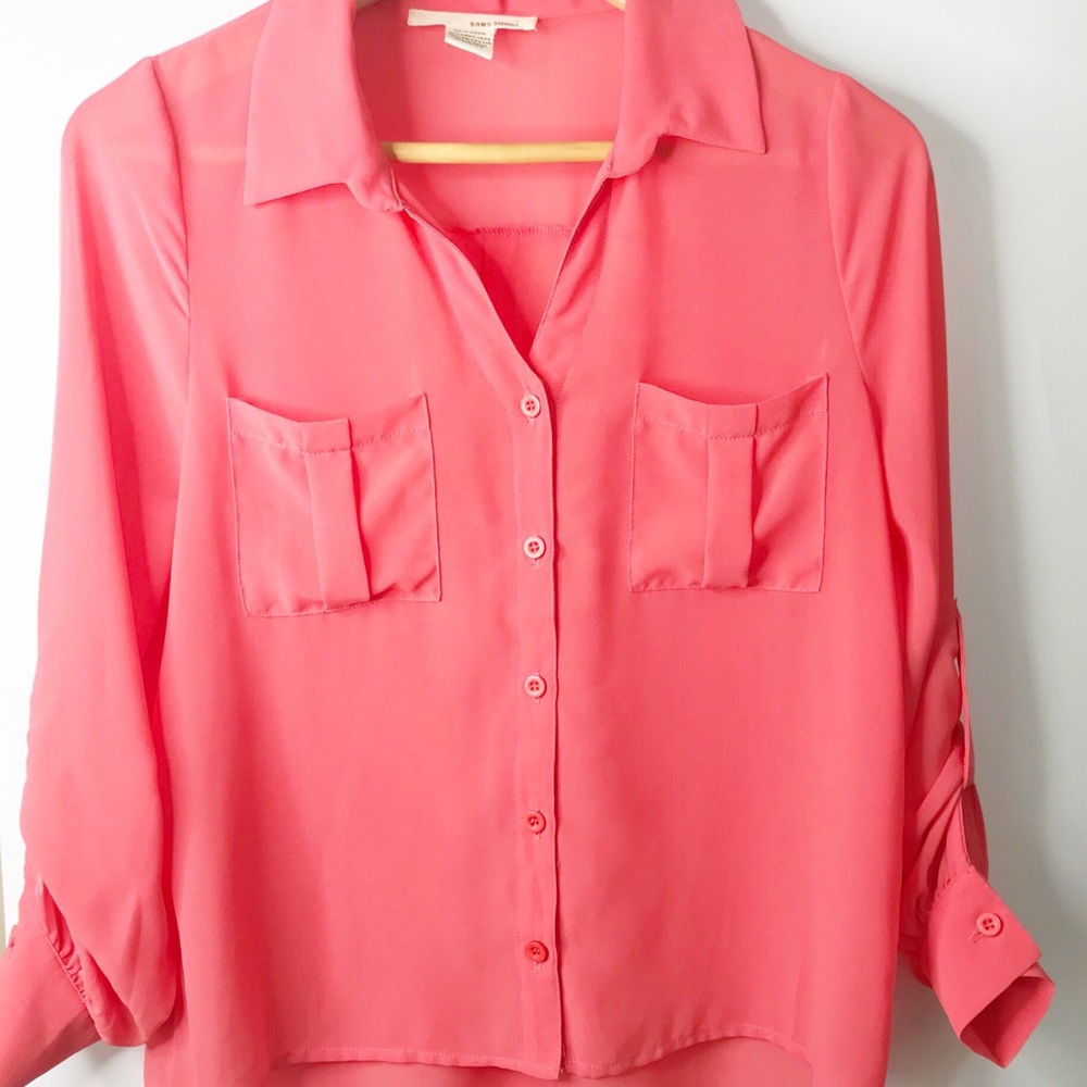 Sans Souci Coral sheer blouse